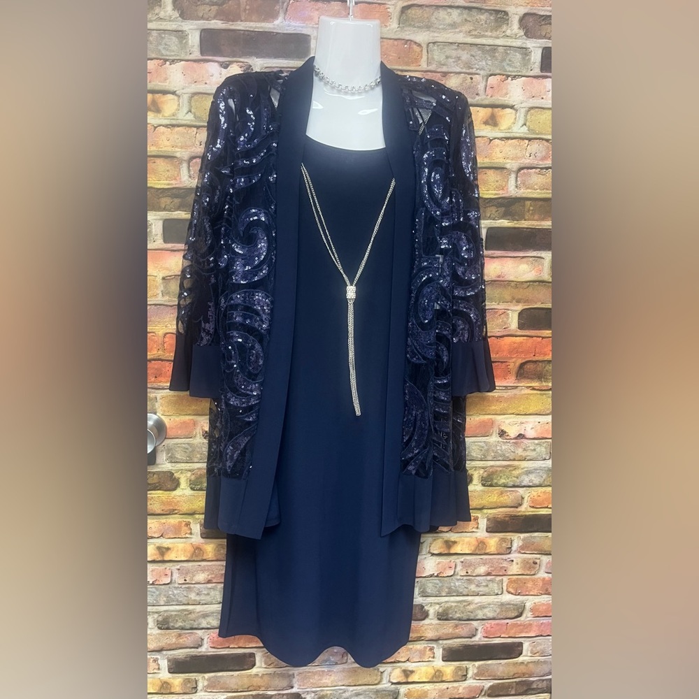 R&M Richards Navy and Sequin Dress